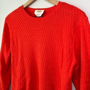 Talbots‎ Sweater Womens XL Pullover Orange Cable Knit Pima Cotton Lightweight